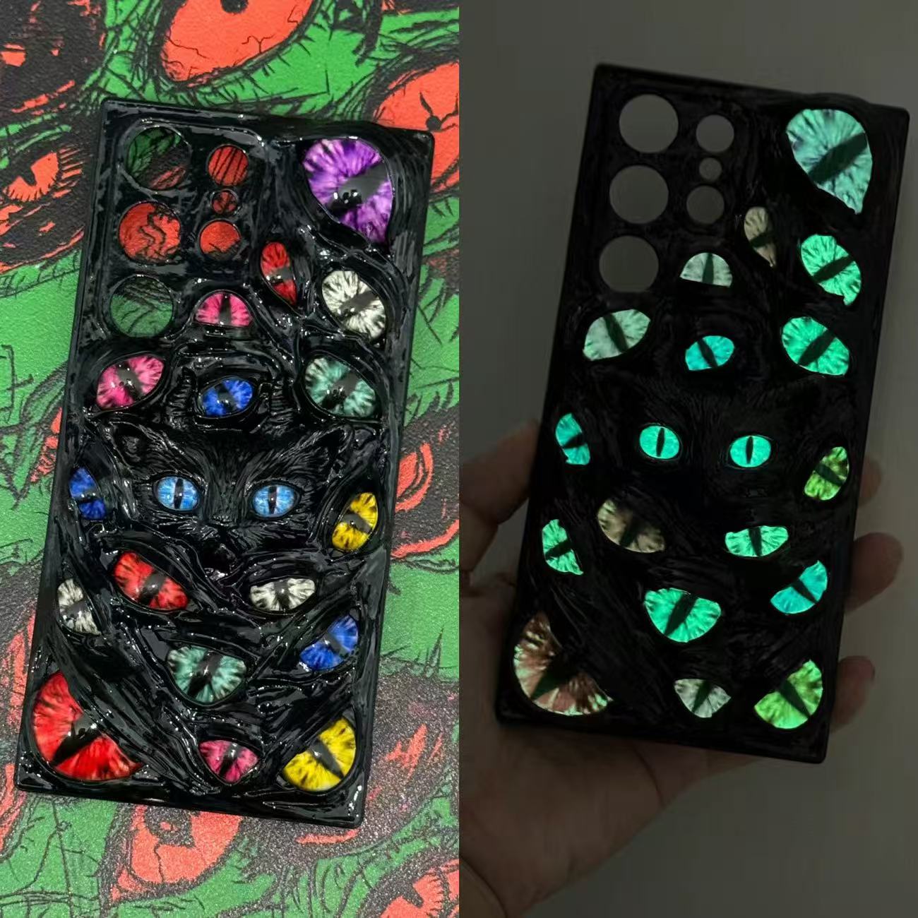 Demon Cat Eye 3D Gothic Phone Case Series Glow-in-the-Dark