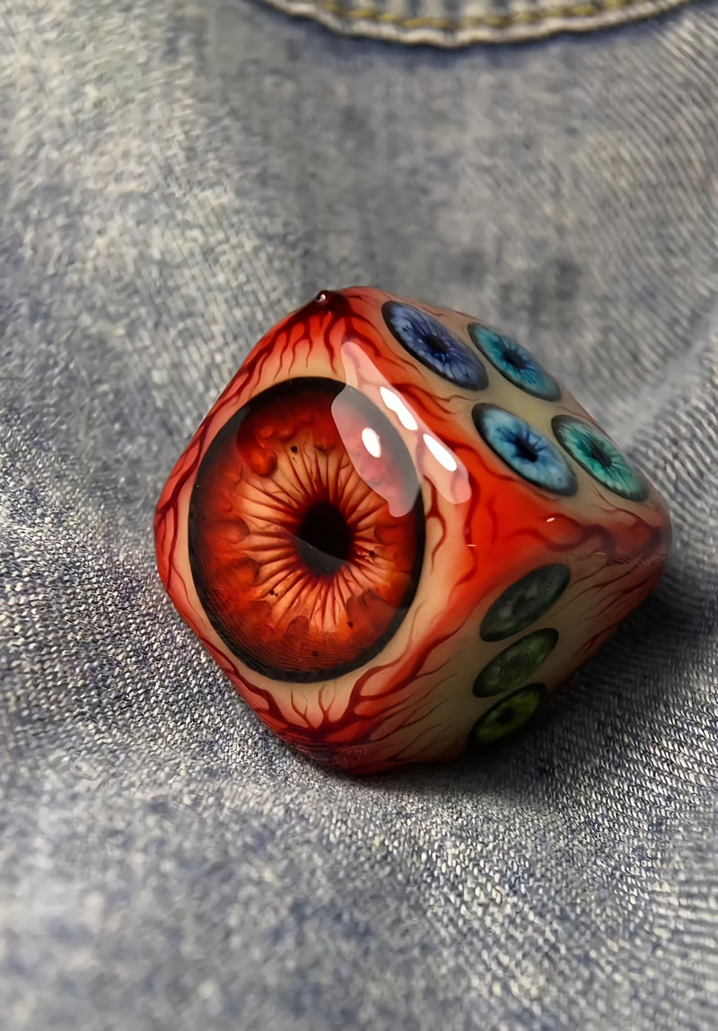 Handmade "Eye of Cthulhu" D6 Dice – Realistic Monster Eye Resin Die gothic collectible - image 1
