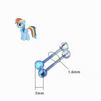 MLP Titanium Internally Threaded  Opal and CZ Barbell - Tongue Ring and Cartilage Earring