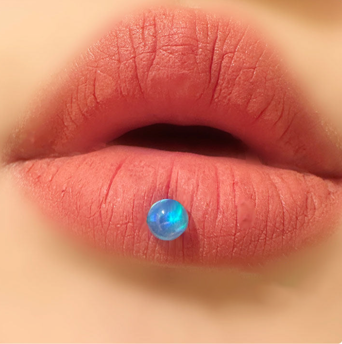 F136 Titanium Internal Thread Labret - Aurora Nebula Opal Cartilage Earring