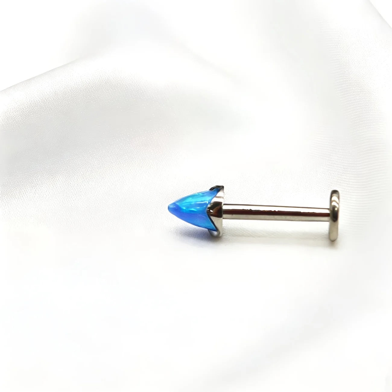 Hypoallergenic F136 Titanium Opal Cone Threadless Pin Nose Ear Labret Stud