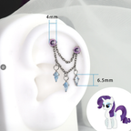Element of Generosity Double Chain Piercing | Rarity CZ & Cutie Mark Gems | Titanium MLP Jewelry