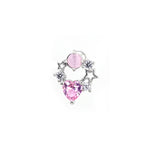 Pink CZ Cat's Eye Floral Halo white-gold-plated copper Ear Studs - Pink CZ Cat's Eye Floral Halo white-gold-plated copper Ear Studs - Single by CRUXJEWELRY