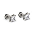 PAIR OF Minimalist Square CZ Stainless Steel Ear Studs - PAIR OF Minimalist Square CZ Stainless Steel Ear Studs - Default Title by CRUXJEWELRY