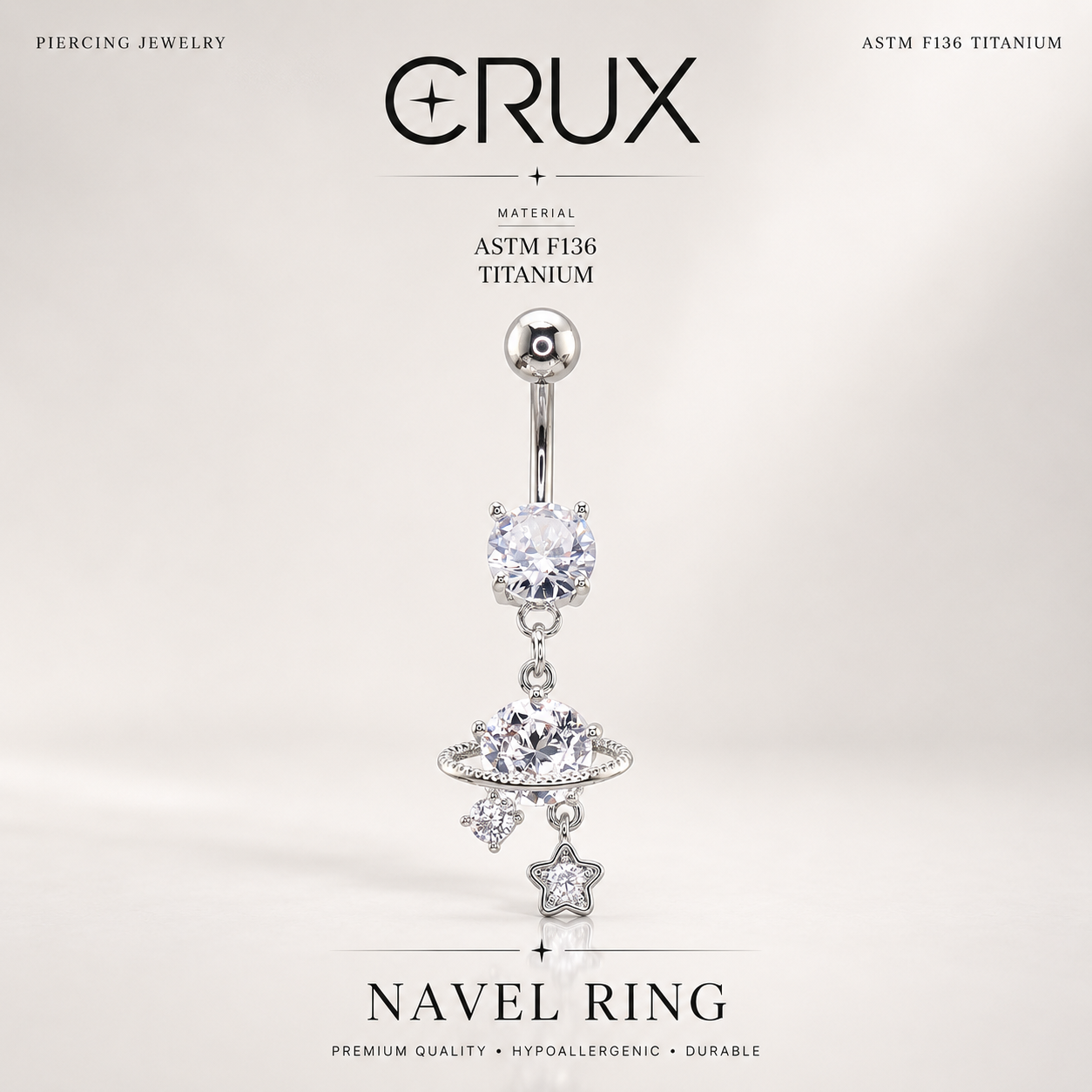 Saturn CZ Anhänger Bauchnabelpiercing 