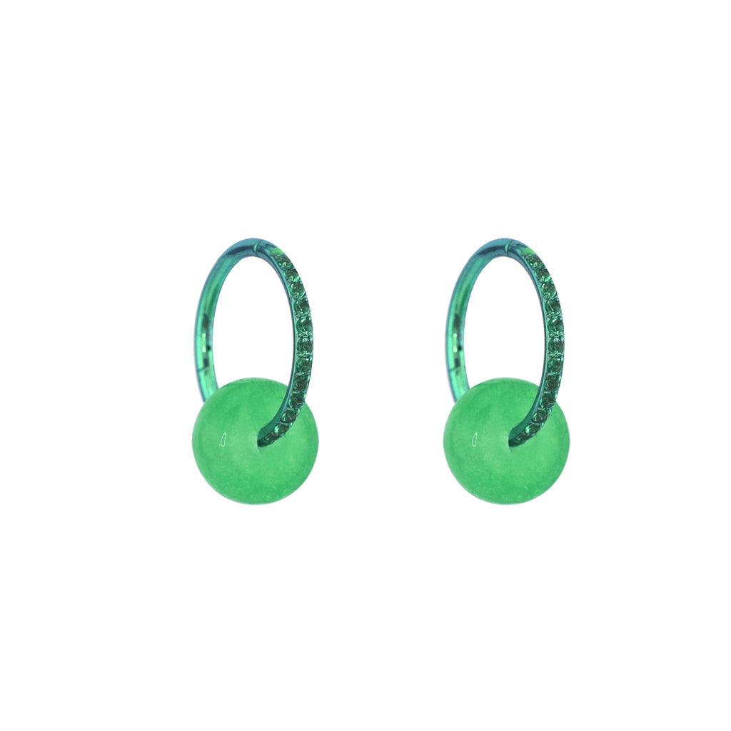 Eastern Aesthetics - Sky Blue Dangle Jade Titanium Earrings - Eastern Aesthetics - Sky Blue Dangle Jade Titanium Earrings - Pair of Green / 8mm by CRUXJEWELRY