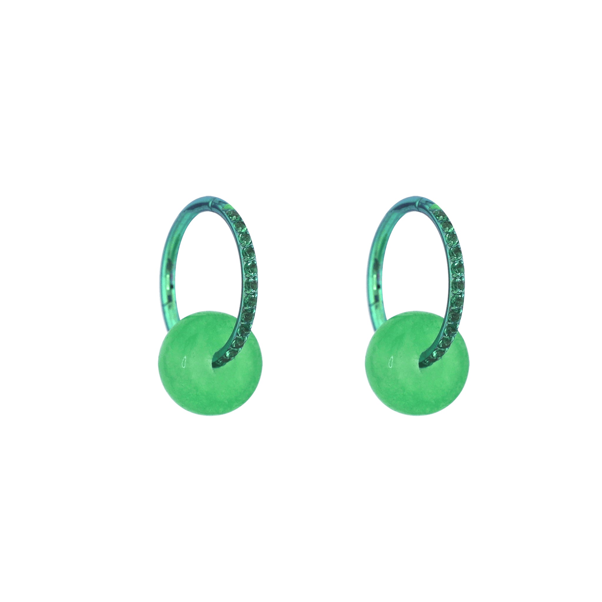 Eastern Aesthetics - Sky Blue Dangle Jade Titanium Earrings - Eastern Aesthetics - Sky Blue Dangle Jade Titanium Earrings - Pair of Green / 8mm by CRUXJEWELRY