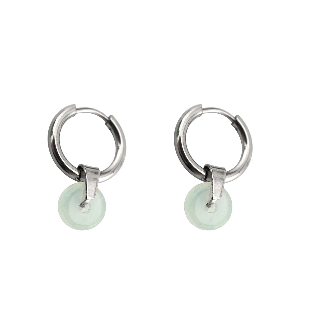 Eastern Aesthetics - White & Green Pendant Jade Earrings - Eastern Aesthetics - White & Green Pendant Jade Earrings - Pair of White by CRUXJEWELRY