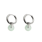 Eastern Aesthetics - White & Green Pendant Jade Earrings - Eastern Aesthetics - White & Green Pendant Jade Earrings - Pair of White by CRUXJEWELRY