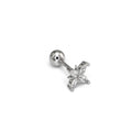 Minimalist Four Flower Ear Stud with Zirconia - Minimalist Four Flower Ear Stud with Zirconia - Single by CRUXJEWELRY