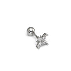 Minimalist Four Flower Ear Stud with Zirconia - Minimalist Four Flower Ear Stud with Zirconia - Single by CRUXJEWELRY