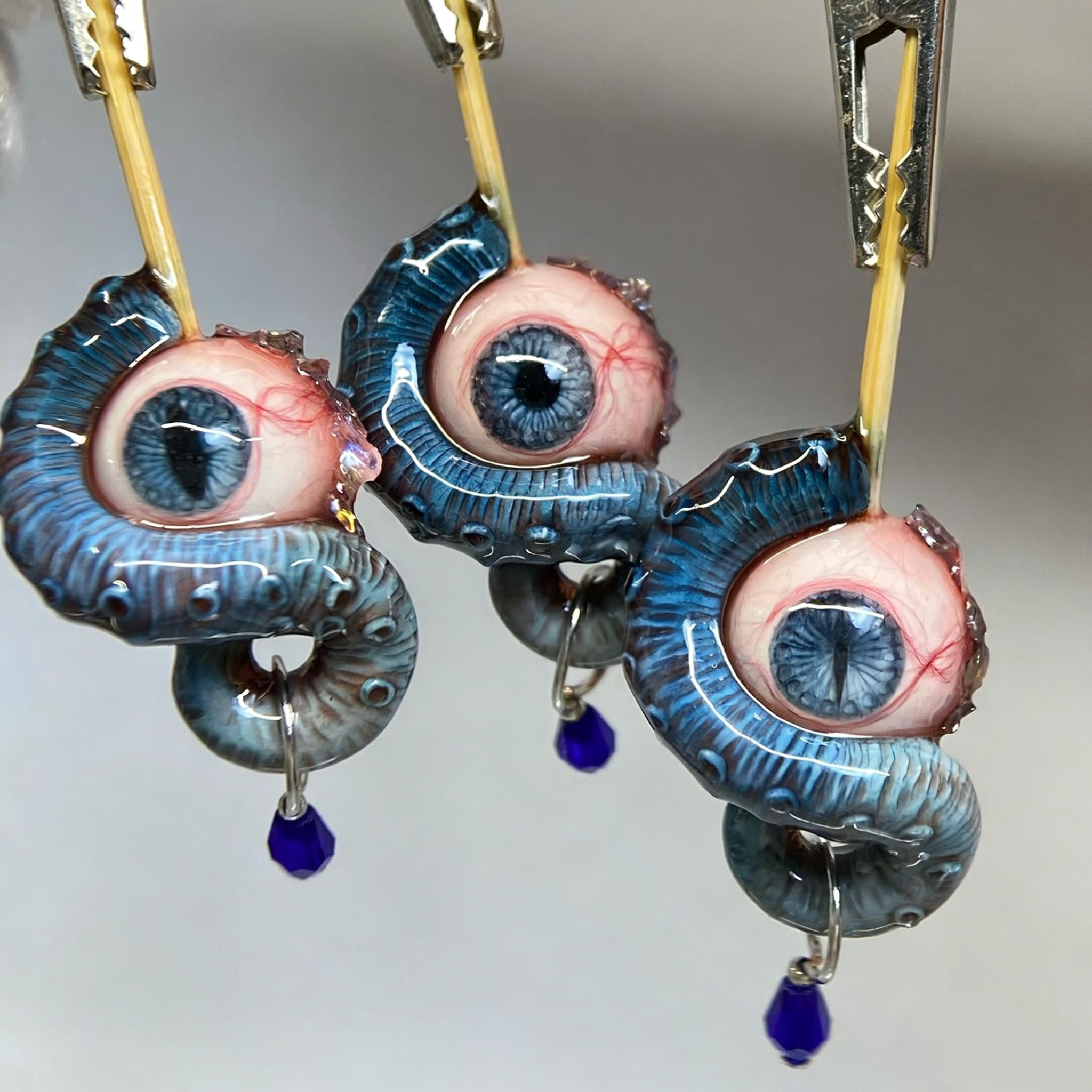 Crimson Abyss Cthulhu Eye – Bloody Tentacle Earrings