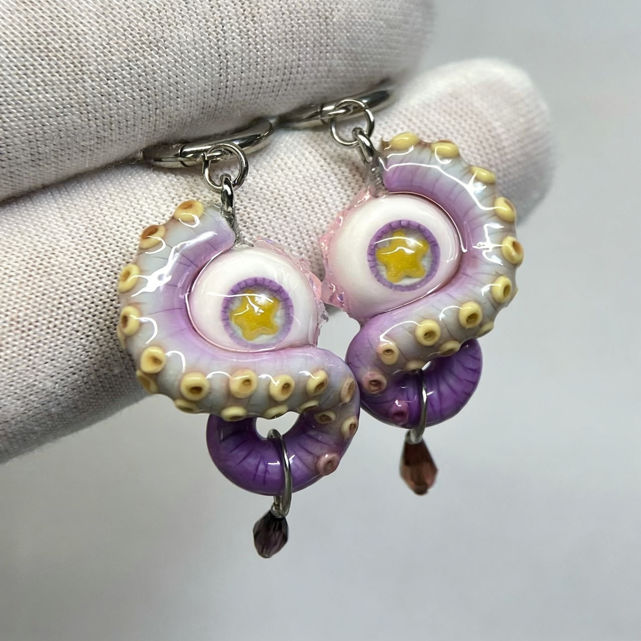 Mystic Star Cthulhu Eye – Purple Tentacle Earrings