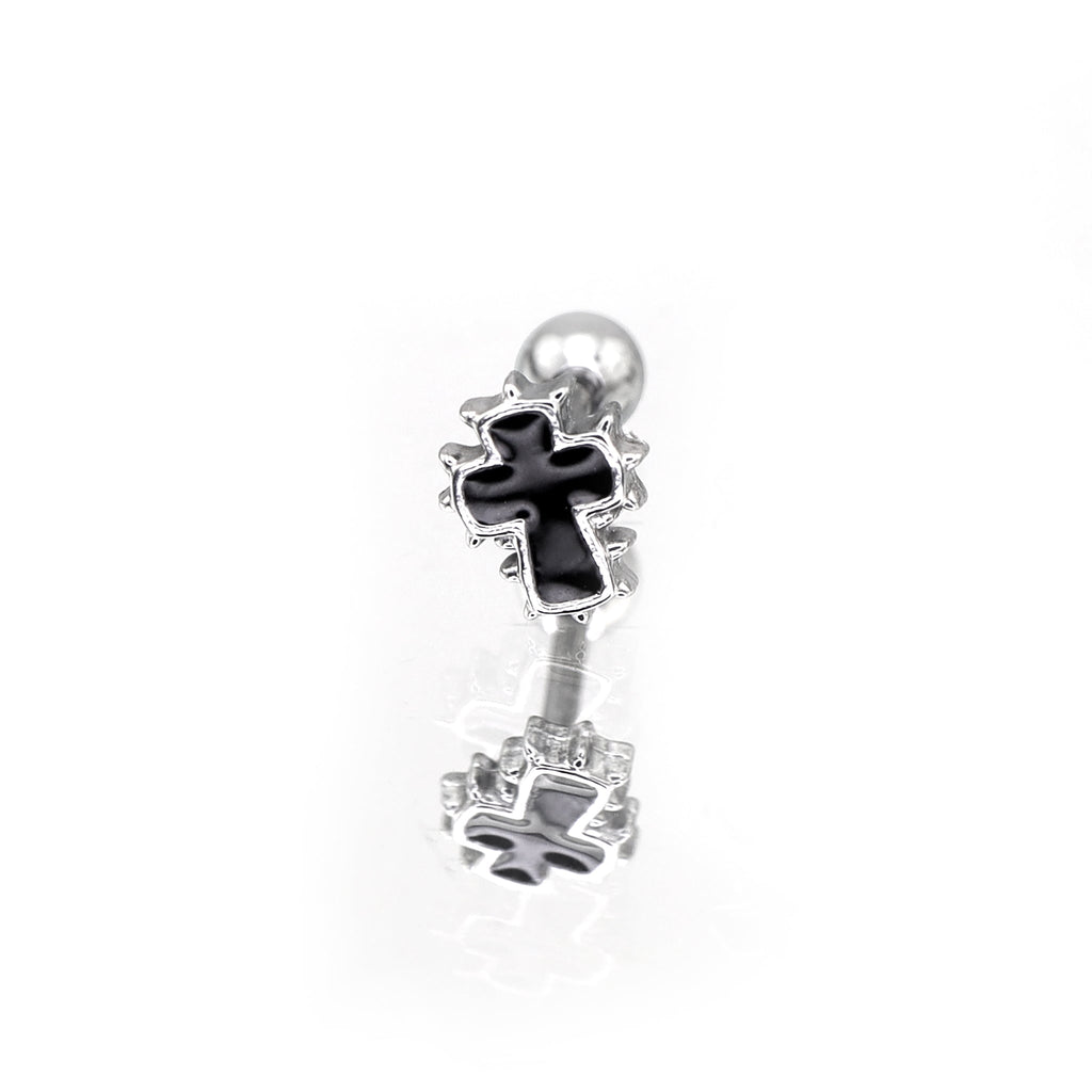 Spiked Oil Slick Cross stainless steel Ear Studs - Spiked Oil Slick Cross stainless steel Ear Studs - Single by CRUXJEWELRY