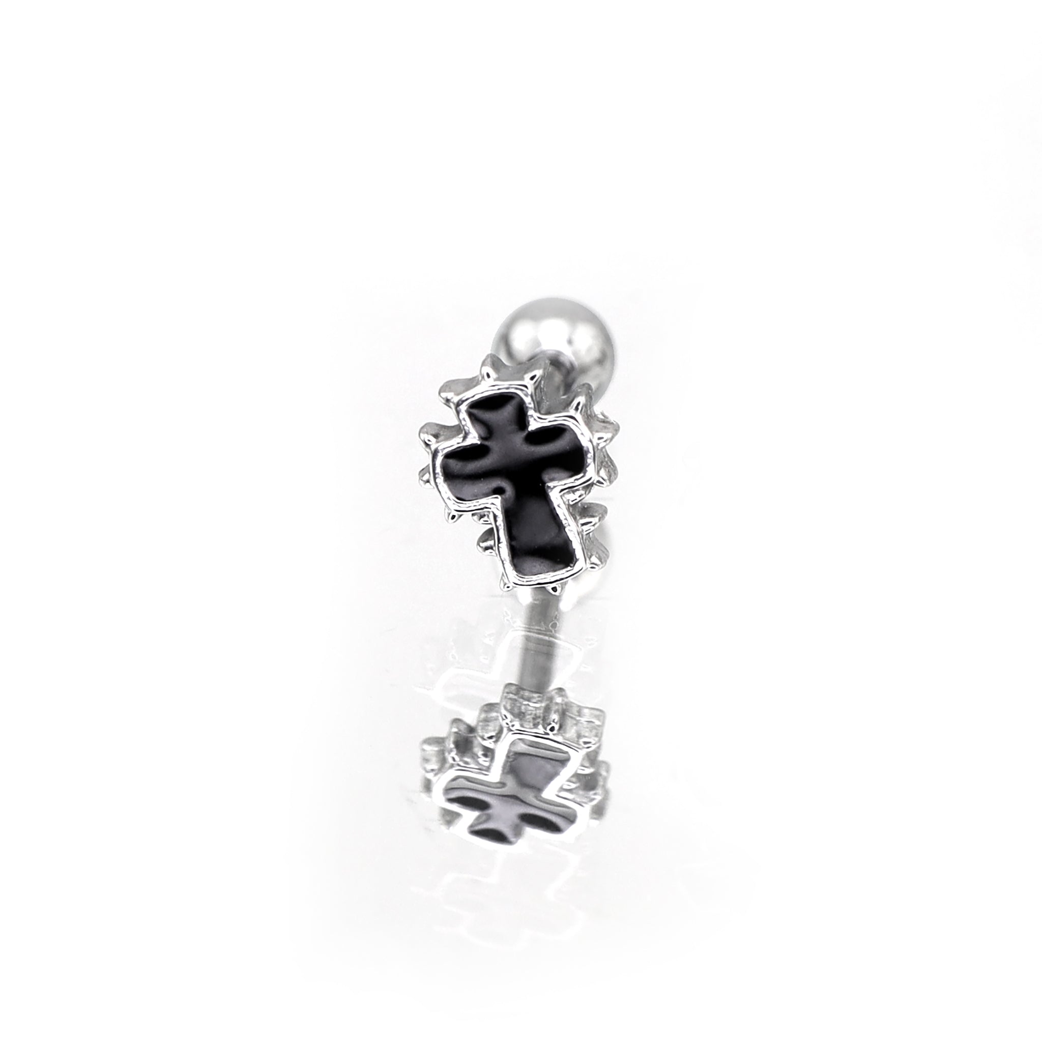 Spiked Oil Slick Cross stainless steel Ear Studs - Spiked Oil Slick Cross stainless steel Ear Studs - Single by CRUXJEWELRY