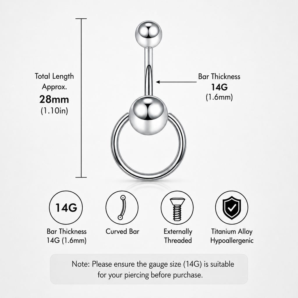 Spinning Ball Titanium Belly Ring