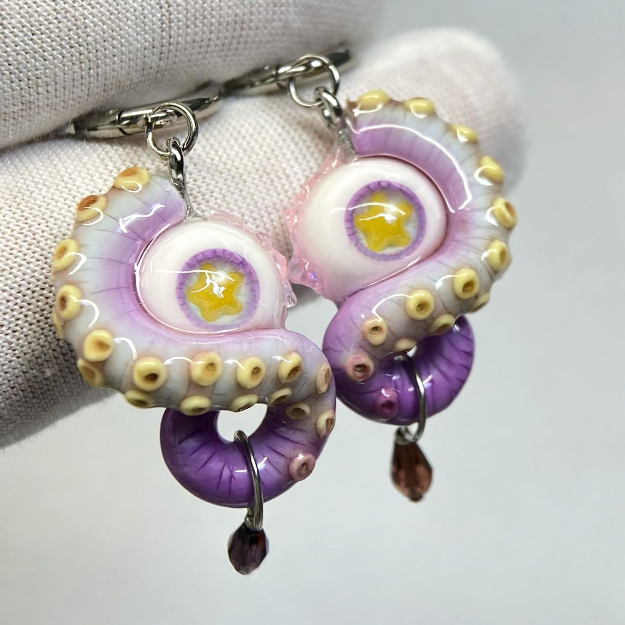 Mystic Star Cthulhu Eye – Purple Tentacle Earrings