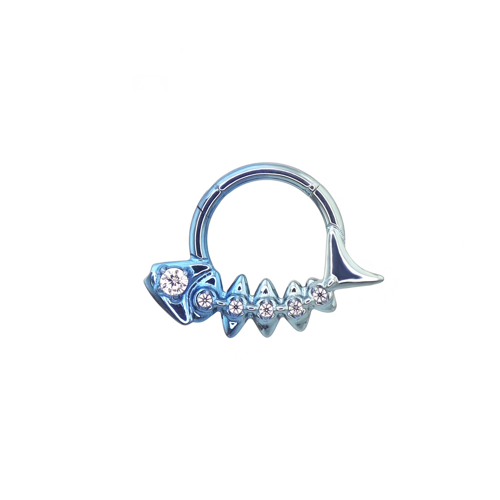 Fishbone CZ Titanium Segment Septum Hoop - Fishbone CZ Titanium Segment Septum Hoop - 8mm by CRUXJEWELRY