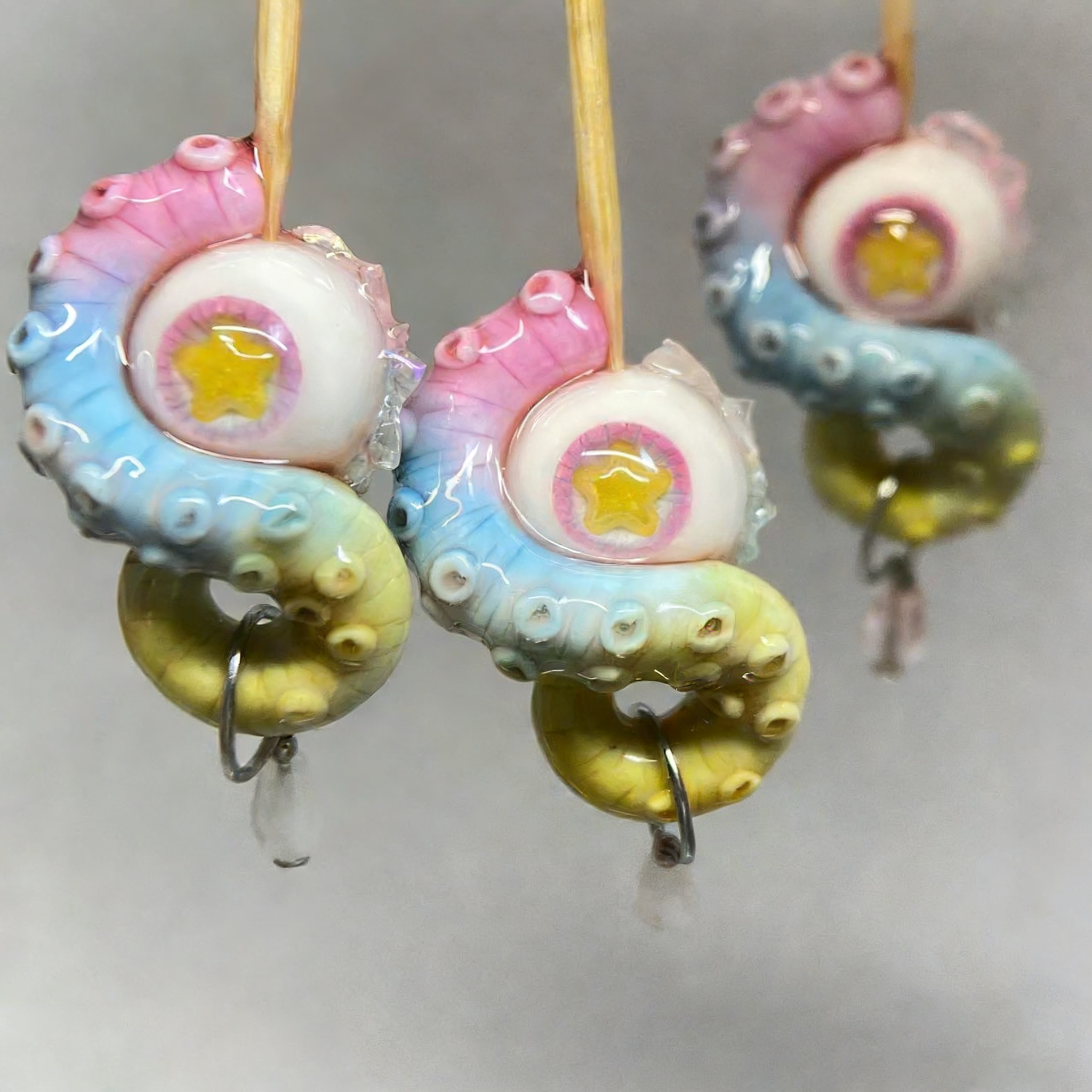 Mystic Star Cthulhu Eye – Purple Tentacle Earrings