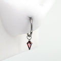 Red Rhombic CZ Pendant Titanium Segment Hoop - Red Rhombic CZ Pendant Titanium Segment Hoop - 6mm by CRUXJEWELRY