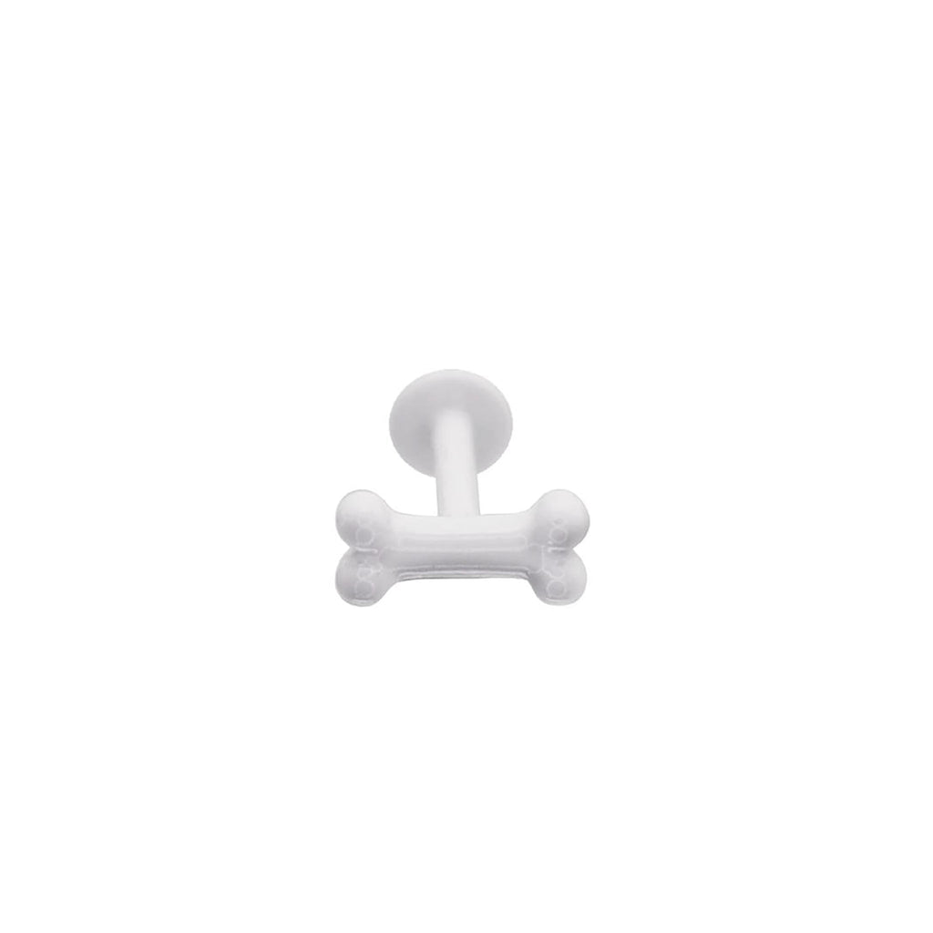 Cute Mini Bone Stainless Steel Internally Threaded Lip Ring - Cute Mini Bone Stainless Steel Internally Threaded Lip Ring - White / 6mm by CRUXJEWELRY
