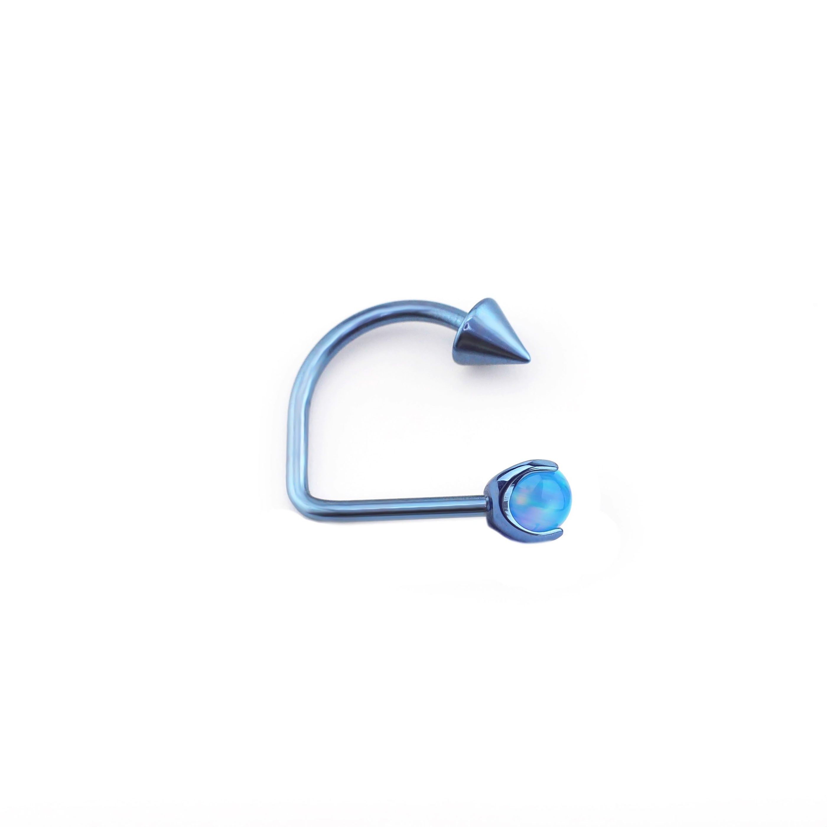 16G Opal Spike Titanium U-Ring - 16G Opal Spike Titanium U-Ring - Misty Blue / 8mm by CRUXJEWELRY