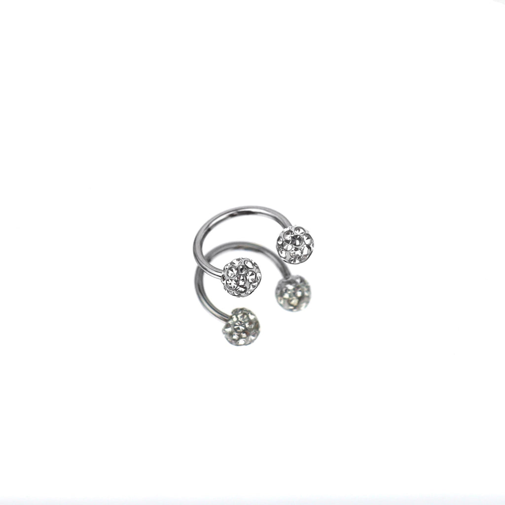 Colorful Full CZ Ball Horseshoe Ring - Colorful Full CZ Ball Horseshoe Ring - White / 8mm by CRUXJEWELRY