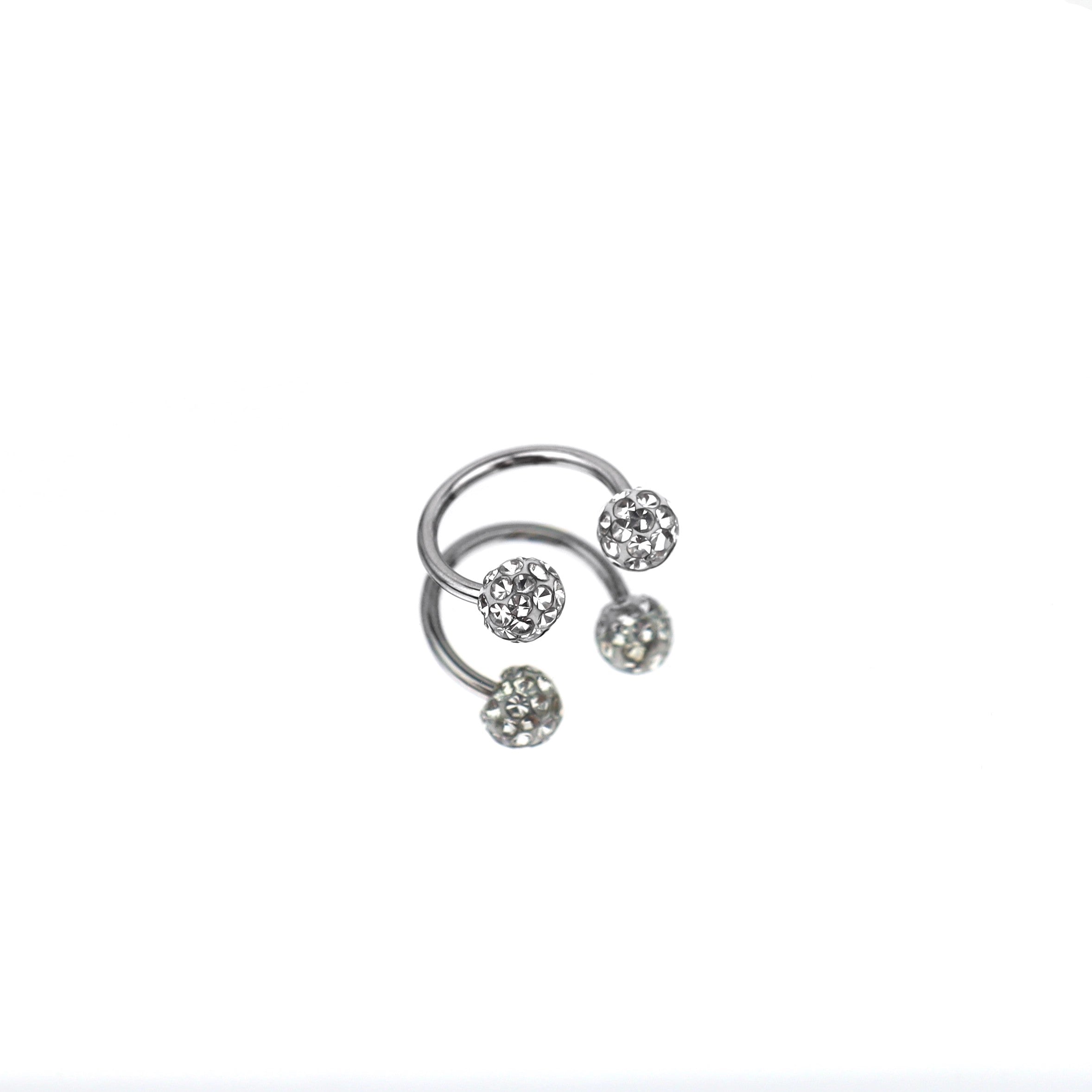 Colorful Full CZ Ball Horseshoe Ring - Colorful Full CZ Ball Horseshoe Ring - White / 8mm by CRUXJEWELRY