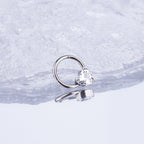 Heart-shaped CZ Stainless Steel Segment Hoop - Heart-shaped CZ Stainless Steel Segment Hoop - Radiant White / 8 mm by CRUXJEWELRY