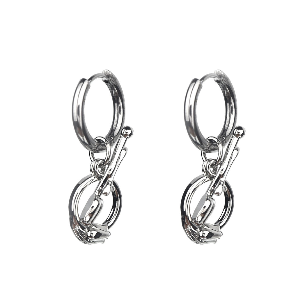 CyberPunk Tulip Pendant Stainless Steel Earrings - CyberPunk Tulip Pendant Stainless Steel Earrings - Set by CRUXJEWELRY