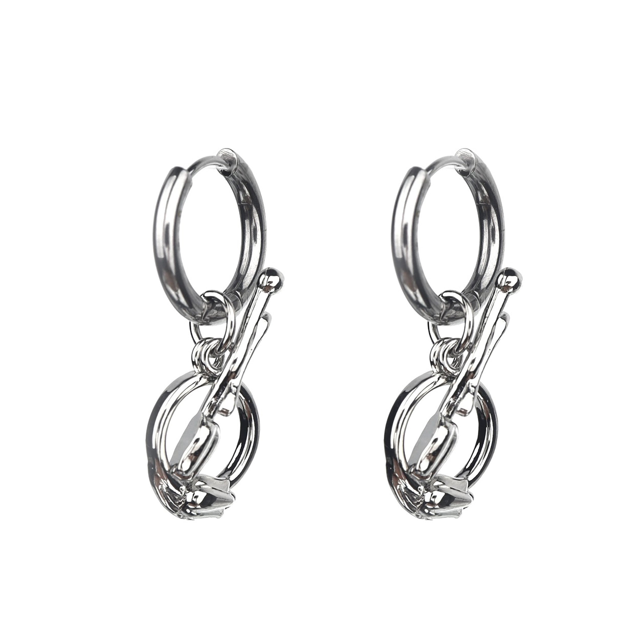 CyberPunk Tulip Pendant Stainless Steel Earrings - CyberPunk Tulip Pendant Stainless Steel Earrings - Set by CRUXJEWELRY