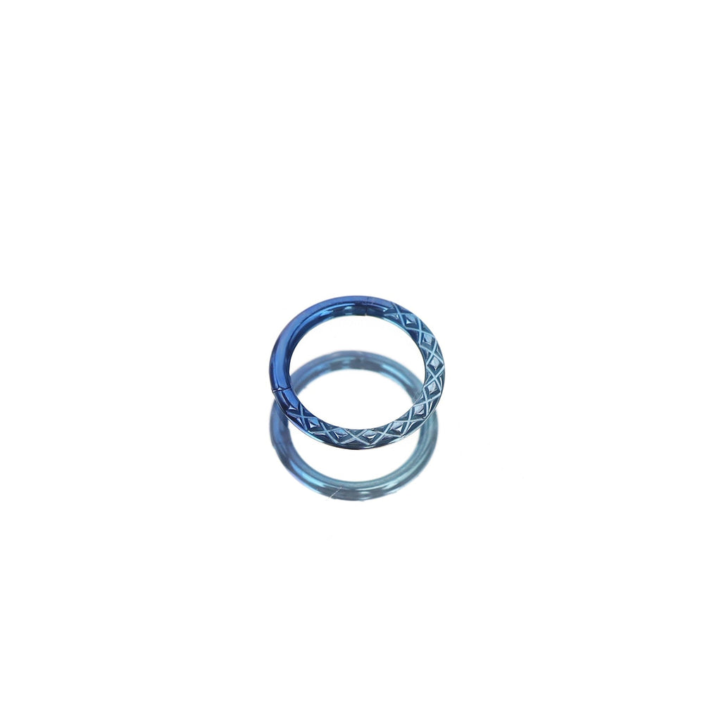 16G Snake Texture Titanium Segment Hoop - 16G Snake Texture Titanium Segment Hoop - Blue-White Gradient by CRUXJEWELRY