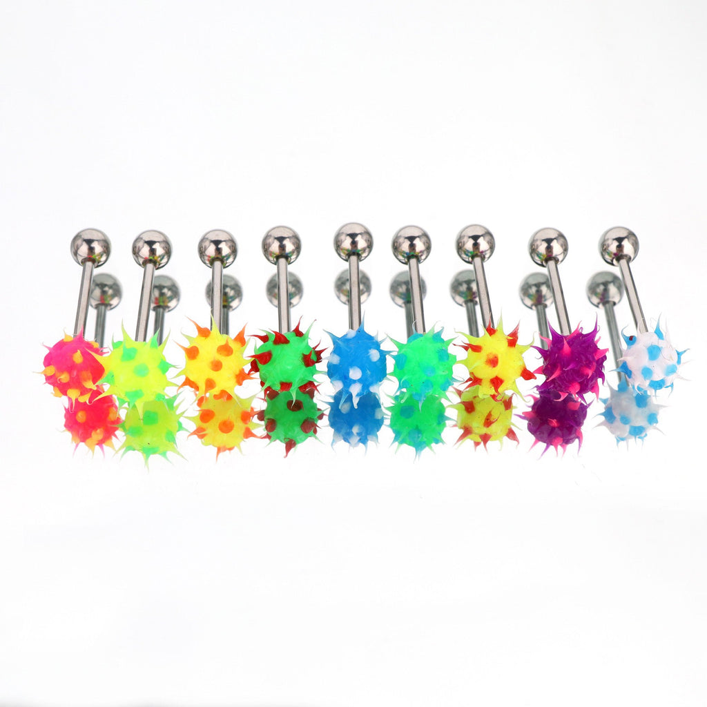 Spiked ball Silicone tongue stud - Spiked ball Silicone tongue stud - Green / 10 mm by CRUXJEWELRY