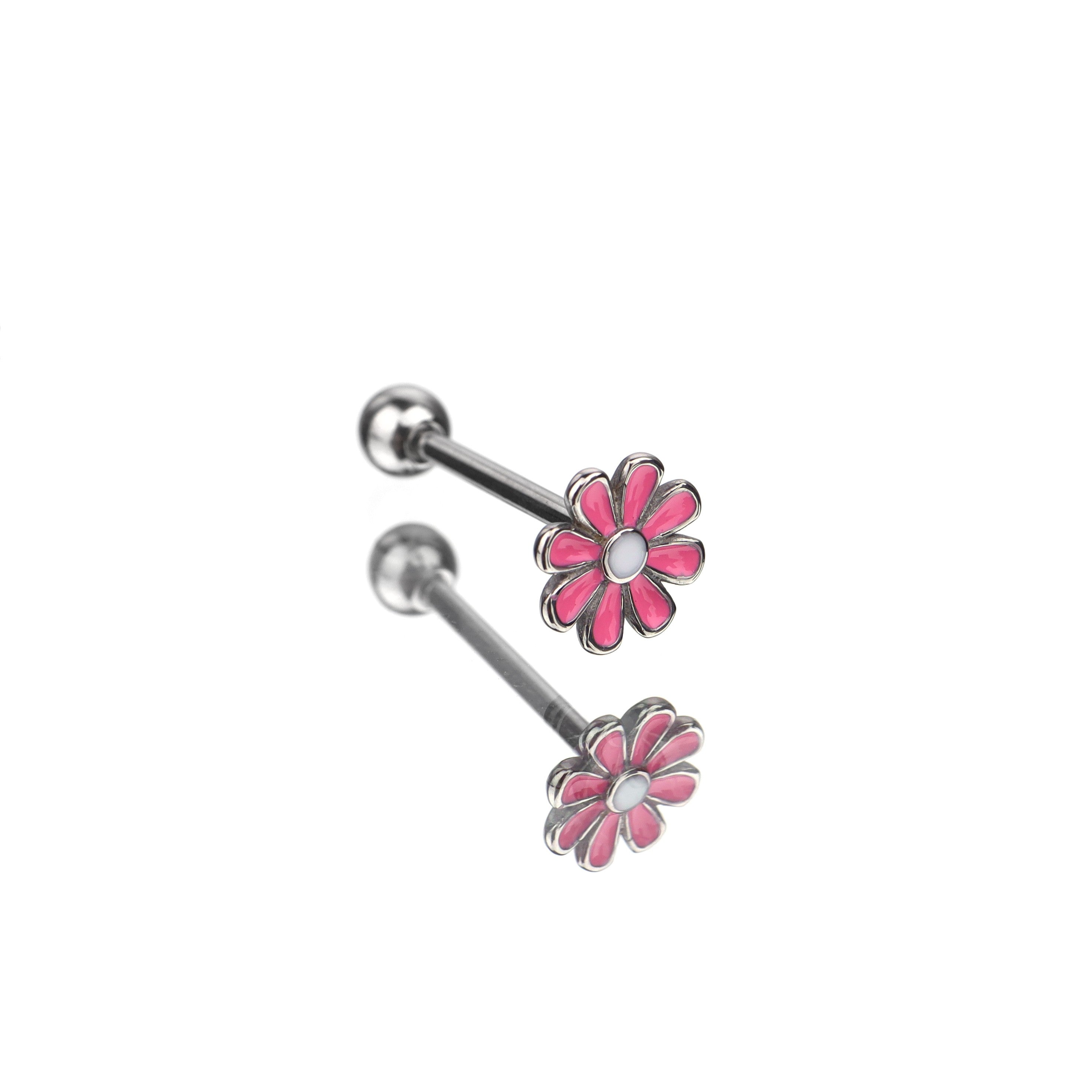 Pink SunFlower Oil Slick Tongue Stud - Pink SunFlower Oil Slick Tongue Stud - Default Title by CRUXJEWELRY