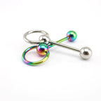 Spinning Ball stainless steel tongue stud - Spinning Ball stainless steel tongue stud - Rainbow / 12mm by CRUXJEWELRY