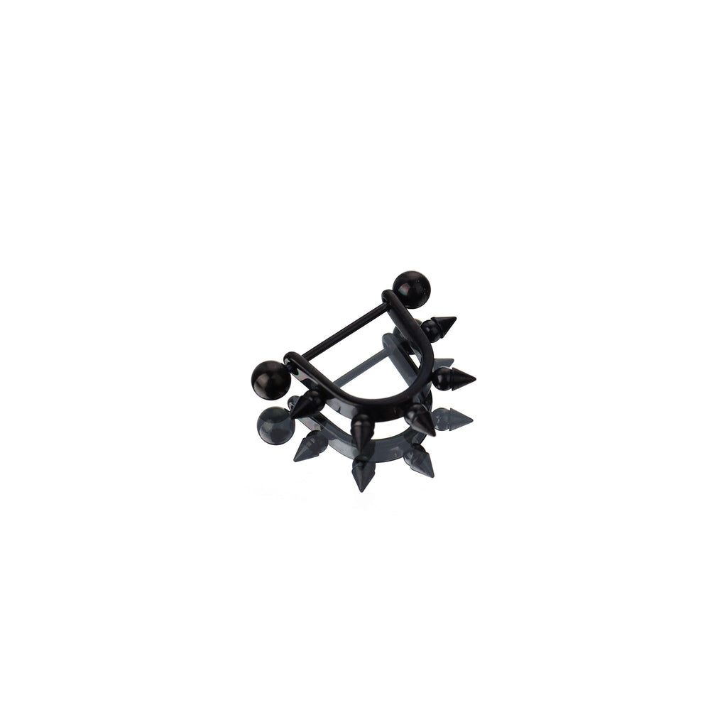 Black & White Spike Stainless Steel Nipple Rings - Black & White Spike Stainless Steel Nipple Rings - Black / Single by CRUXJEWELRY