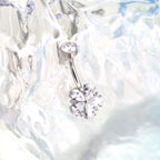 Cherry Blossom Titanium CZ Belly Ring - Cherry Blossom Titanium CZ Belly Ring - Default Title by CRUXJEWELRY