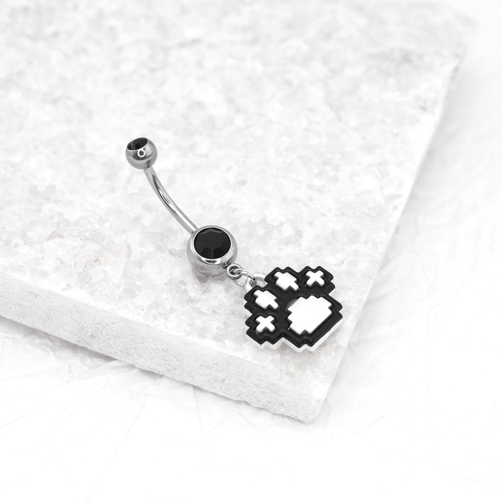 Paws & Purrs - Pixel Art Cat Paw Pendant Belly Ring - Paws & Purrs - Pixel Art Cat Paw Pendant Belly Ring - Default Title by CRUXJEWELRY