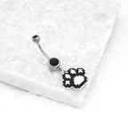 Paws & Purrs - Pixel Art Cat Paw Pendant Belly Ring - Paws & Purrs - Pixel Art Cat Paw Pendant Belly Ring - Default Title by CRUXJEWELRY