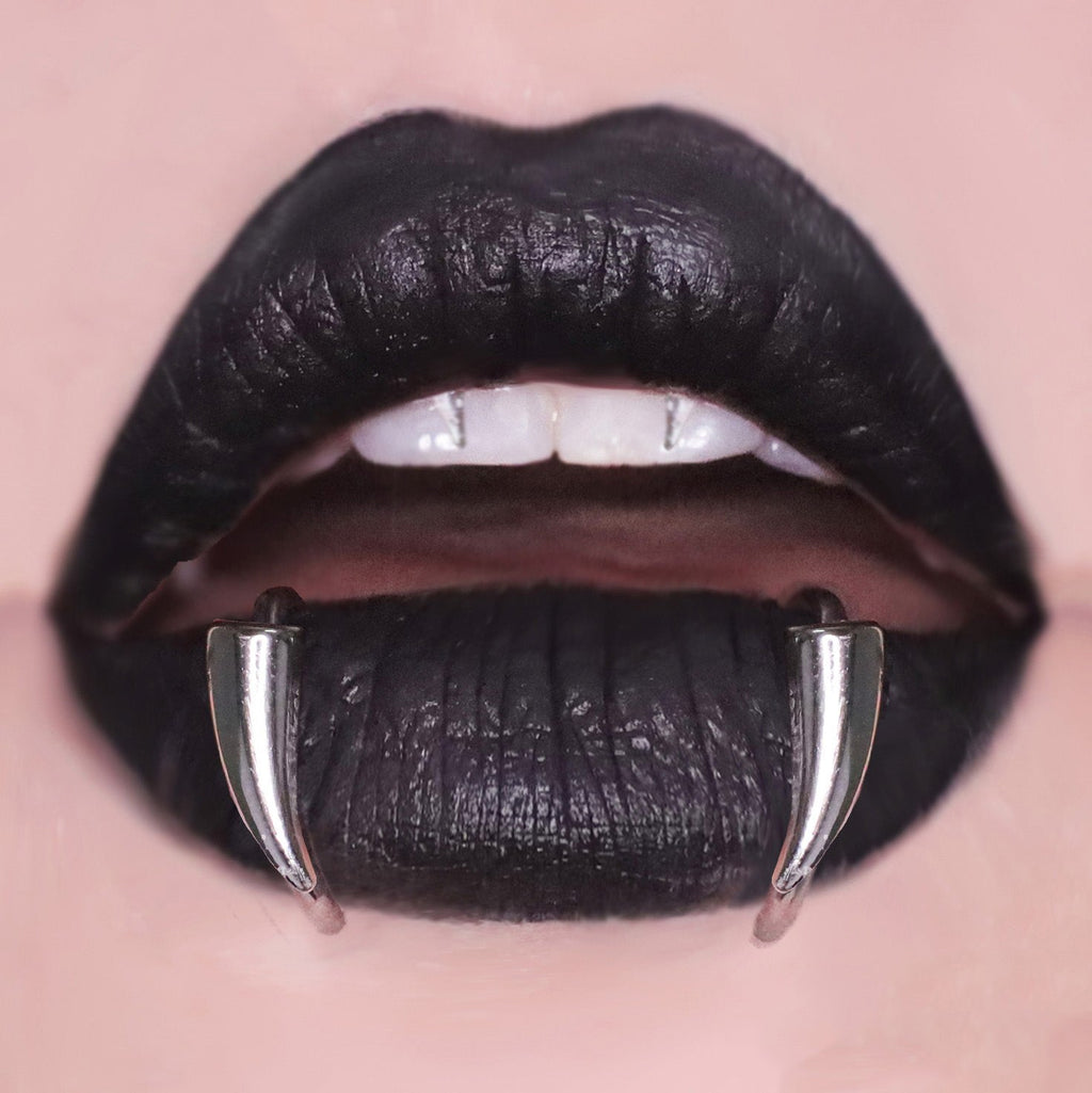 CRUX - Pair Of Vampire Fang Gothic Hoop - CRUX - Pair Of Vampire Fang Gothic Hoop - 8mm by CRUXJEWELRY