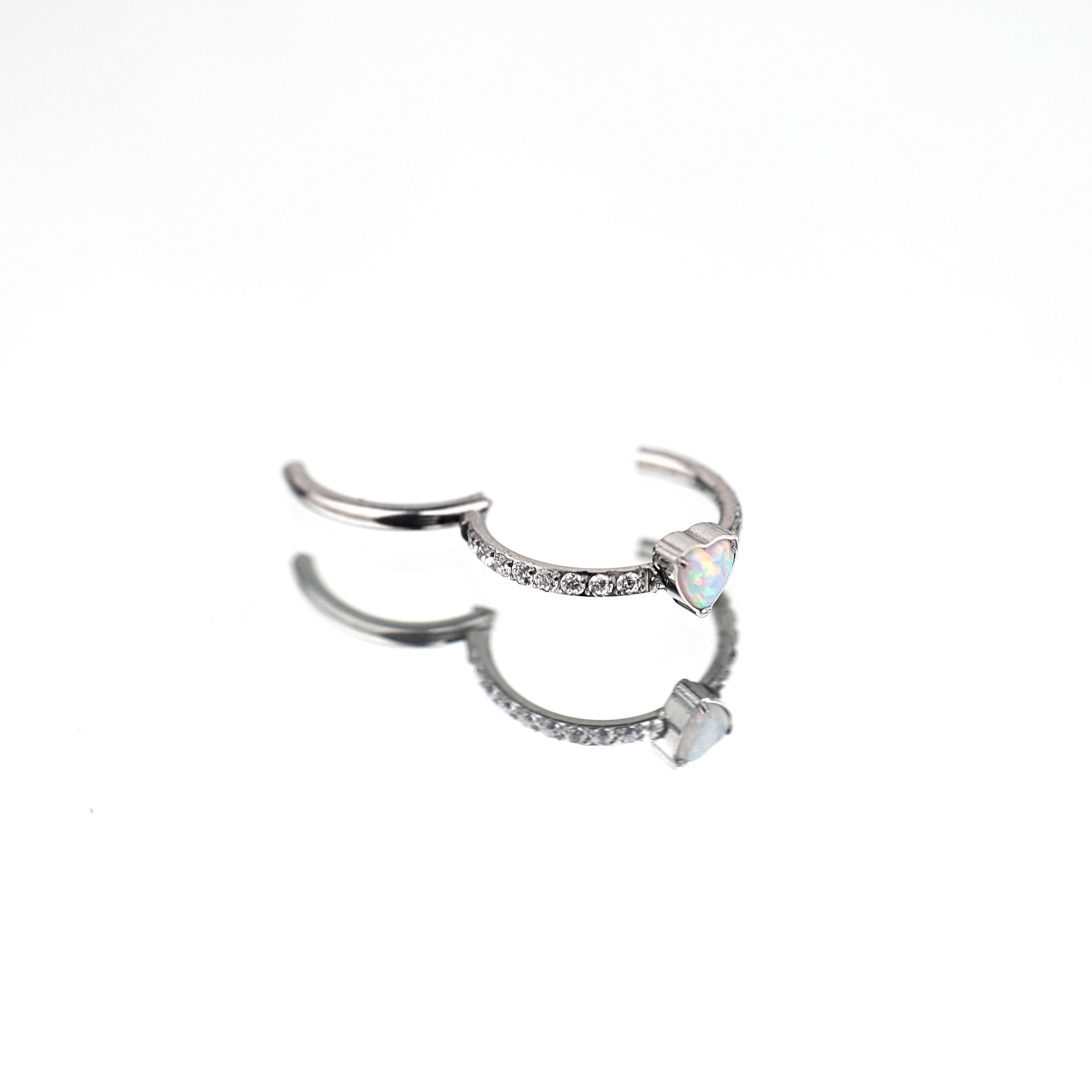 Heart Opal Titanium Clicker Hoop - Heart Opal Titanium Clicker Hoop - Default Title by CRUXJEWELRY