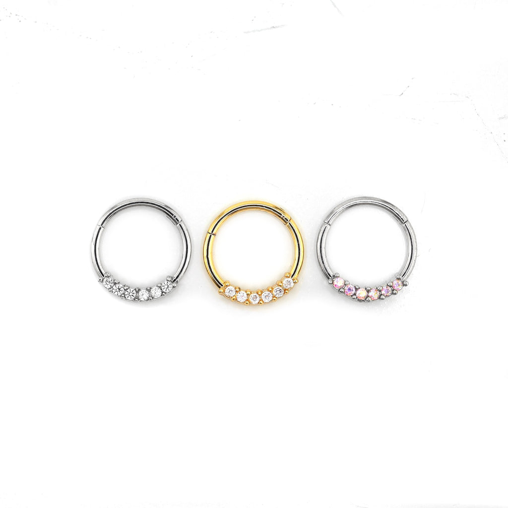 Mini CZ Stainless Steel Segment Ring - Mini CZ Stainless Steel Segment Ring - Gold by CRUXJEWELRY