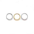 Mini CZ Stainless Steel Segment Ring - Mini CZ Stainless Steel Segment Ring - Gold by CRUXJEWELRY