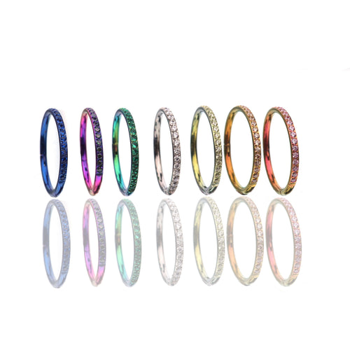 16G CZ Titanium Clicker Nose Ring - 16G CZ Titanium Clicker Nose Ring - Sliver / 8mm by CRUXJEWELRY