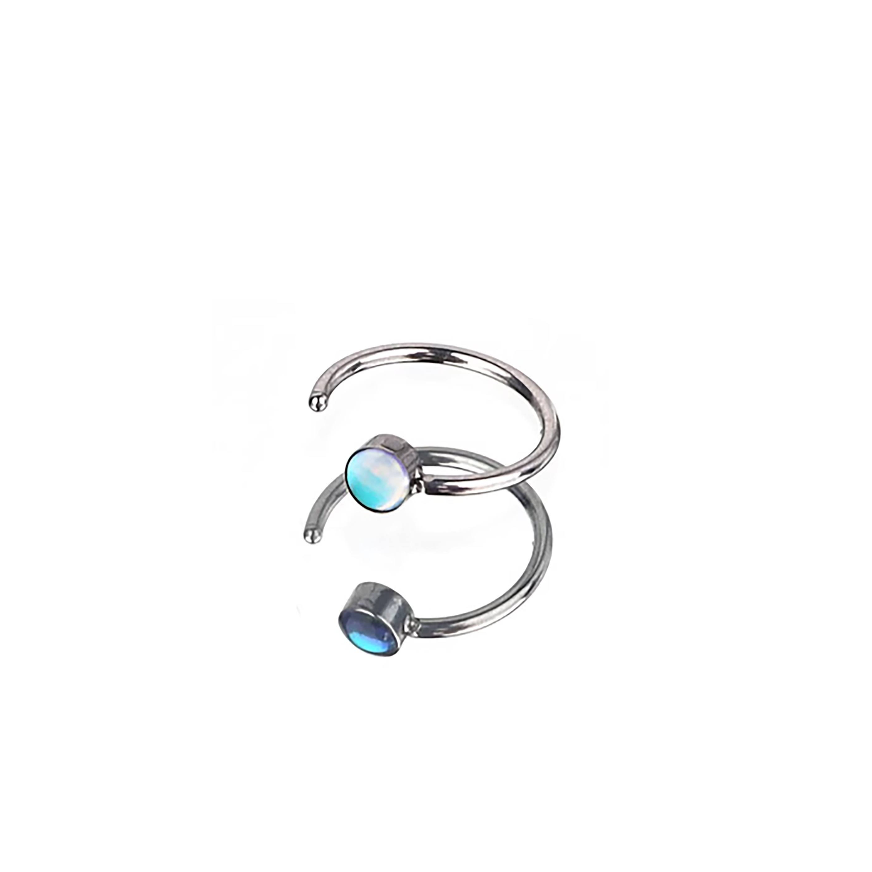 20G C-Shape Stainless Steel Nose Stud - 20G C-Shape Stainless Steel Nose Stud - Sky Blue by CRUXJEWELRY