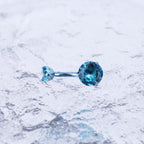 Round CZ Titanium Belly Ring - Round CZ Titanium Belly Ring - Ocean Blue / 6 mm by CRUXJEWELRY