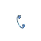 Pentagram CZ Titanium Horseshoe Ring - Blue