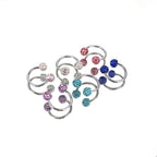 Colorful Full CZ Ball Horseshoe Ring - Colorful Full CZ Ball Horseshoe Ring - AB Coating / 8mm by CRUXJEWELRY