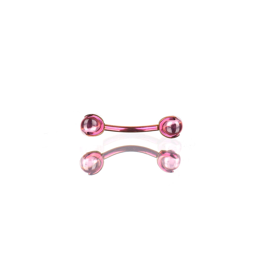 Round CZ Ball Internally Threaded Titanium Brow Studs - Round CZ Ball Internally Threaded Titanium Brow Studs - Pink / 6mm by CRUXJEWELRY