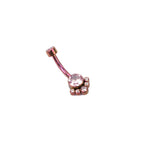 Rainbow CZ Cat Paw Titanium Navel Ring - Rainbow CZ Cat Paw Titanium Navel Ring - Pink by CRUXJEWELRY